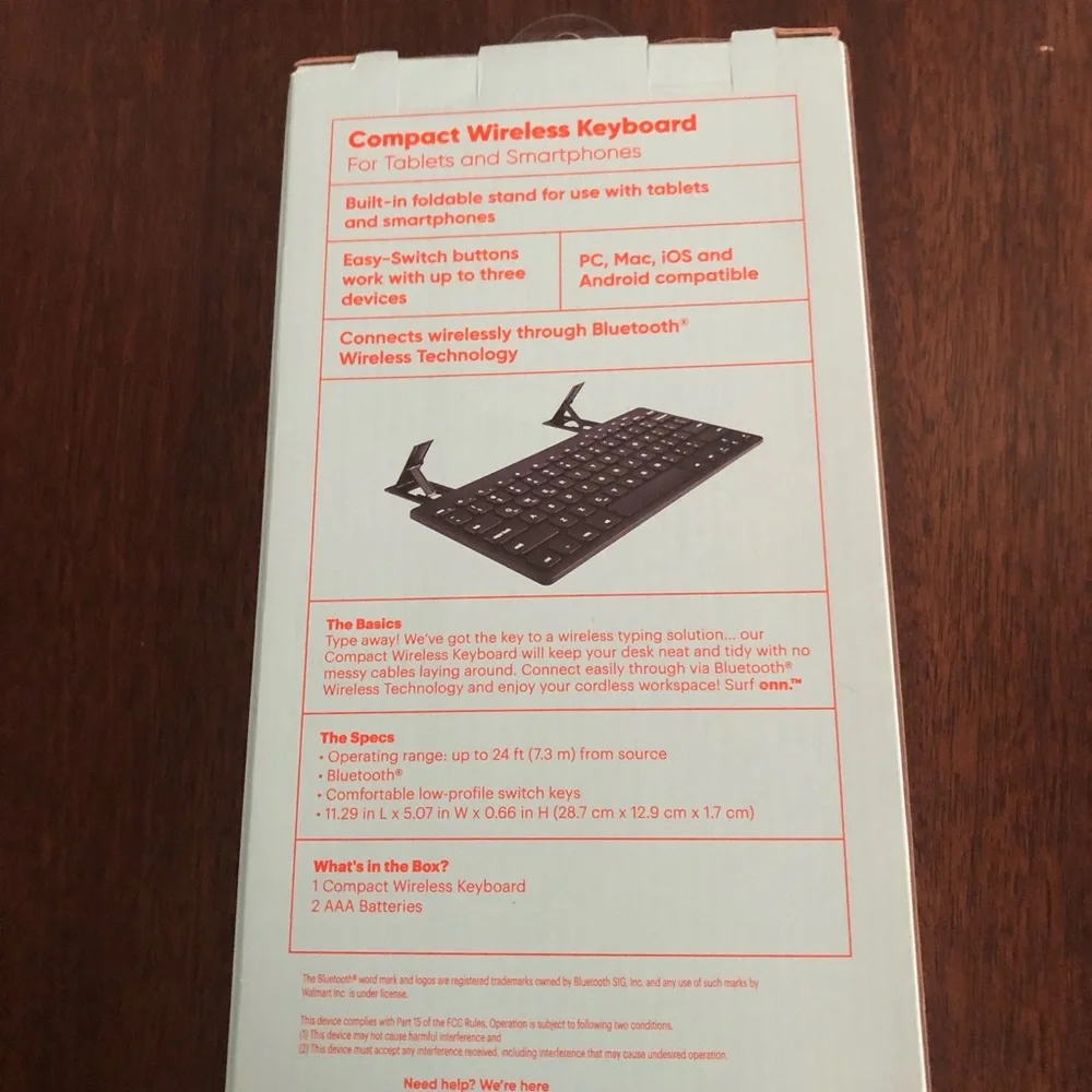 Compact Wireless Keyboard built in foldable stand black